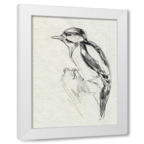 Woodpecker Sketch I White Modern Wood Framed Art Print by Parker, Jennifer Paxton