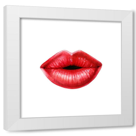 Emotion Lips I White Modern Wood Framed Art Print by Popp, Grace