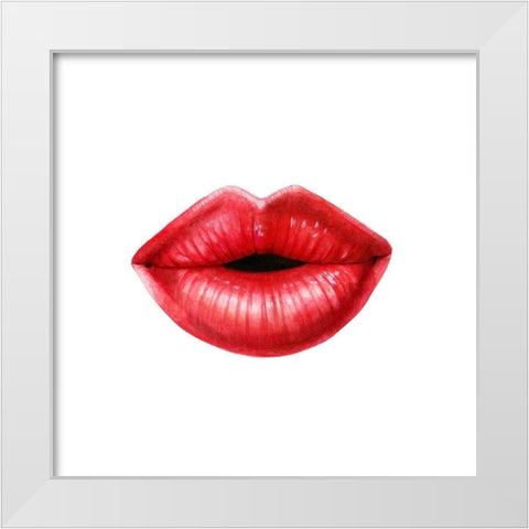 Emotion Lips I White Modern Wood Framed Art Print by Popp, Grace