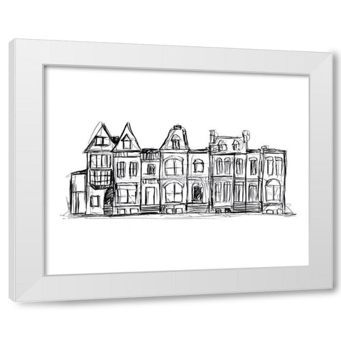 Rowhouses I White Modern Wood Framed Art Print by Vess, June Erica