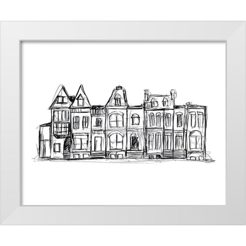 Rowhouses I White Modern Wood Framed Art Print by Vess, June Erica