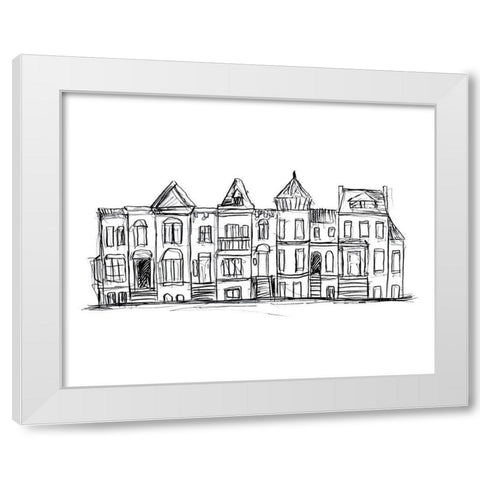 Rowhouses II White Modern Wood Framed Art Print by Vess, June Erica