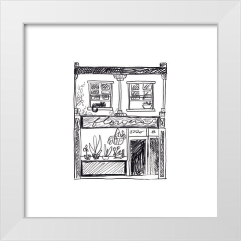 Shopfront Sketches IV White Modern Wood Framed Art Print by Vess, June Erica