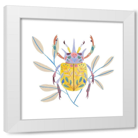 Floral Beetles I White Modern Wood Framed Art Print by Wang, Melissa