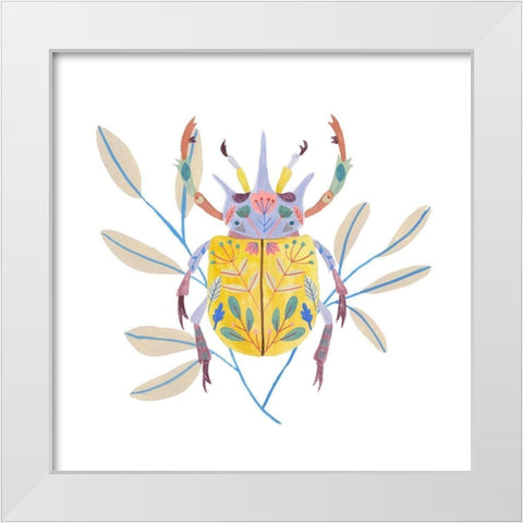 Floral Beetles I White Modern Wood Framed Art Print by Wang, Melissa