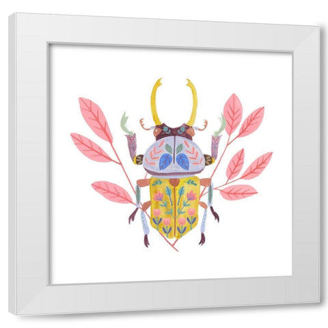 Floral Beetles II White Modern Wood Framed Art Print by Wang, Melissa