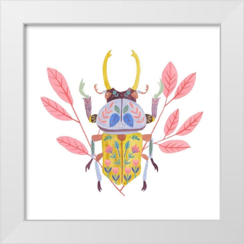 Floral Beetles II White Modern Wood Framed Art Print by Wang, Melissa