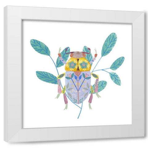 Floral Beetles III White Modern Wood Framed Art Print by Wang, Melissa