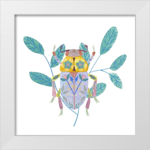 Floral Beetles III White Modern Wood Framed Art Print by Wang, Melissa