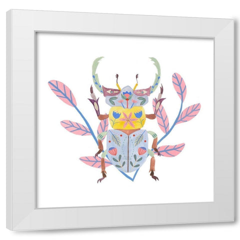 Floral Beetles IV White Modern Wood Framed Art Print by Wang, Melissa