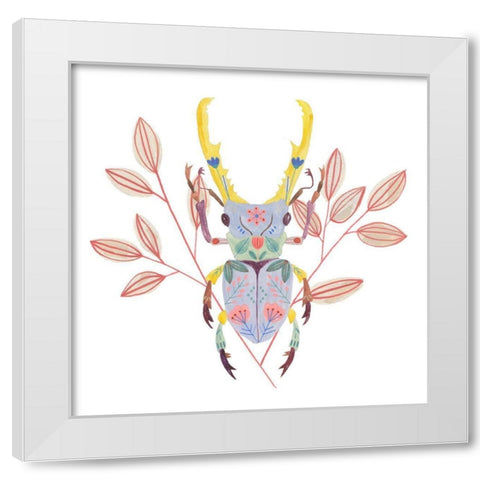 Floral Beetles V White Modern Wood Framed Art Print by Wang, Melissa