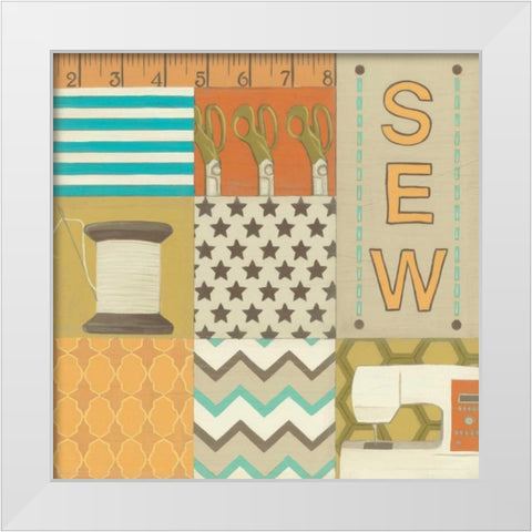 Sew White Modern Wood Framed Art Print by Vess, June Erica