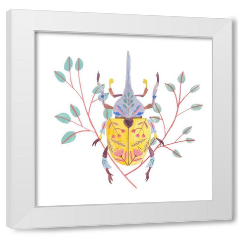 Floral Beetles VI White Modern Wood Framed Art Print by Wang, Melissa