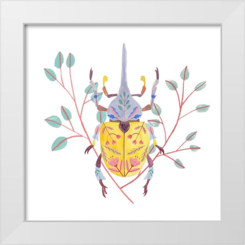 Floral Beetles VI White Modern Wood Framed Art Print by Wang, Melissa