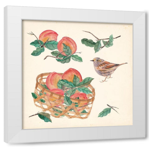 Basket with Fruit II White Modern Wood Framed Art Print by Wang, Melissa
