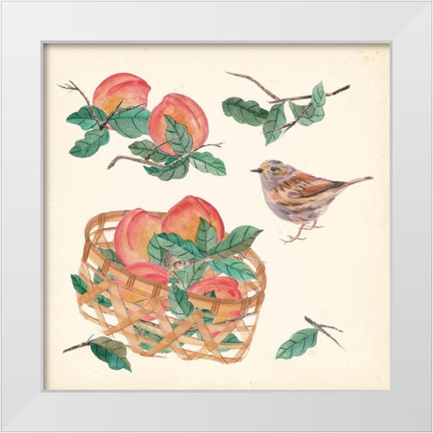 Basket with Fruit II White Modern Wood Framed Art Print by Wang, Melissa