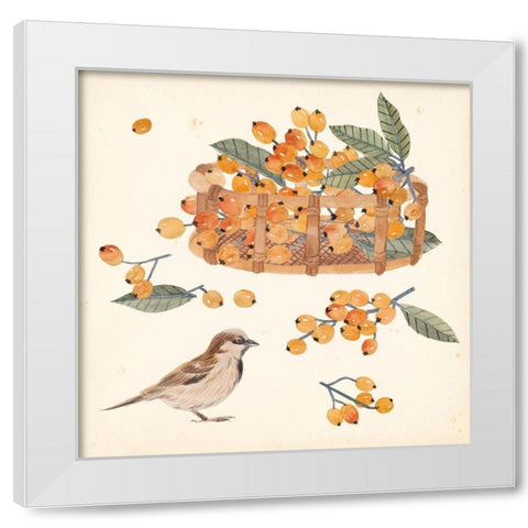 Basket with Fruit III White Modern Wood Framed Art Print by Wang, Melissa