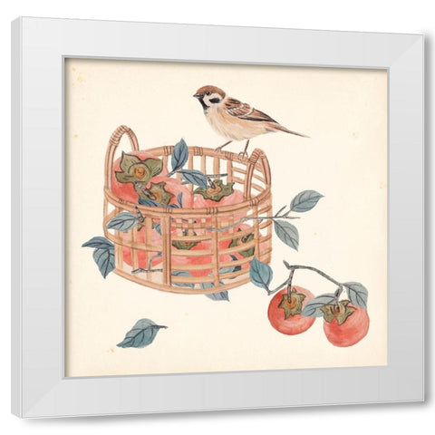 Basket with Fruit IV White Modern Wood Framed Art Print by Wang, Melissa