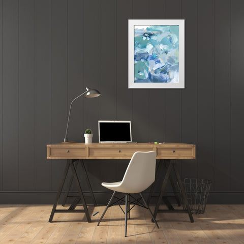 Blue Night I White Modern Wood Framed Art Print by Long, Christina