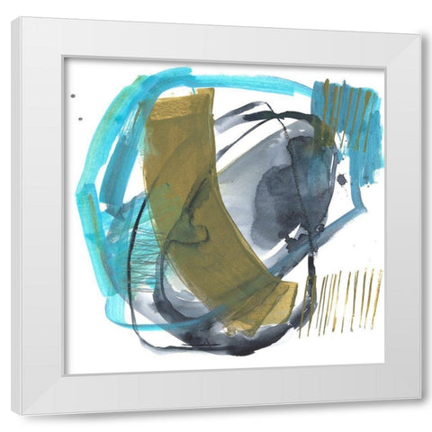 Olive and Blue Gesture I White Modern Wood Framed Art Print by Goldberger, Jennifer