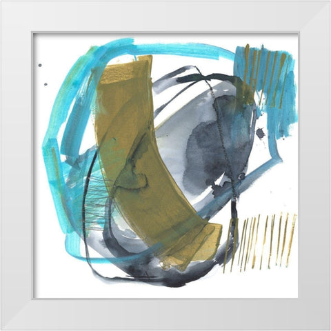 Olive and Blue Gesture I White Modern Wood Framed Art Print by Goldberger, Jennifer