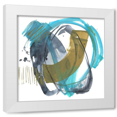 Olive and Blue Gesture II White Modern Wood Framed Art Print by Goldberger, Jennifer