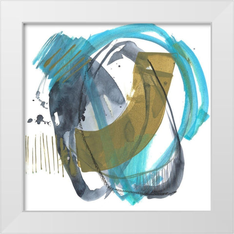 Olive and Blue Gesture II White Modern Wood Framed Art Print by Goldberger, Jennifer