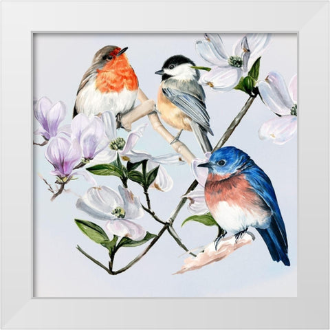 Four Little Birds I White Modern Wood Framed Art Print by Parker, Jennifer Paxton