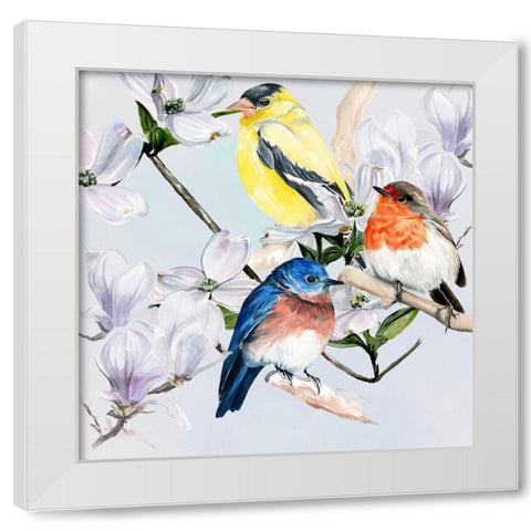 Four Little Birds II White Modern Wood Framed Art Print by Parker, Jennifer Paxton