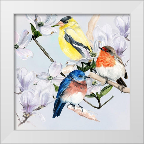 Four Little Birds II White Modern Wood Framed Art Print by Parker, Jennifer Paxton