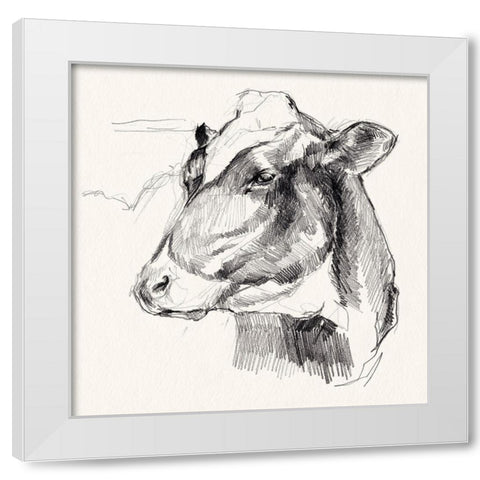 Holstein Portrait Sketch II White Modern Wood Framed Art Print by Parker, Jennifer Paxton