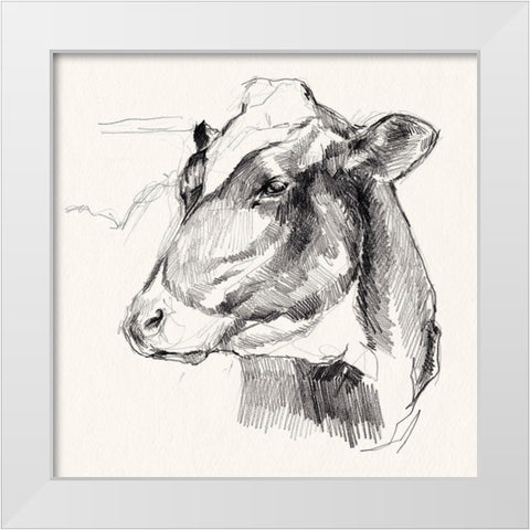 Holstein Portrait Sketch II White Modern Wood Framed Art Print by Parker, Jennifer Paxton