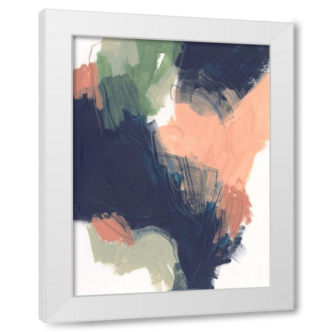 Indigo and Sienna Crescendo I White Modern Wood Framed Art Print by Vess, June Erica