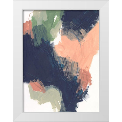 Indigo and Sienna Crescendo I White Modern Wood Framed Art Print by Vess, June Erica
