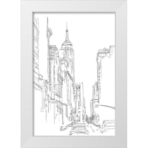 Pencil Cityscape Study III White Modern Wood Framed Art Print by Harper, Ethan