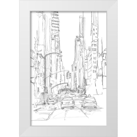 Pencil Cityscape Study IV White Modern Wood Framed Art Print by Harper, Ethan