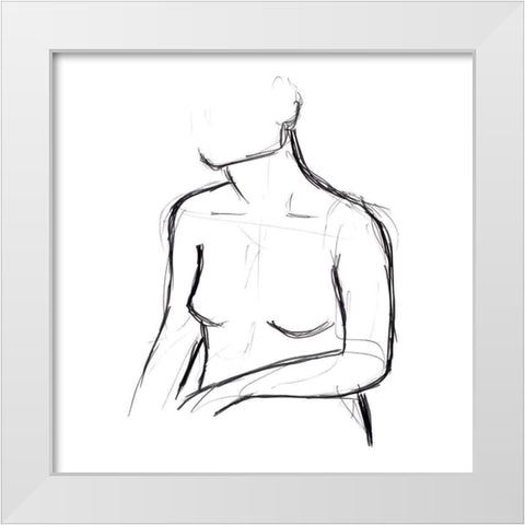 Linear Nude II White Modern Wood Framed Art Print by Vess, June Erica