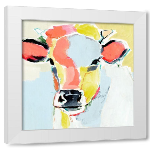 Pastel Cow II White Modern Wood Framed Art Print by Barnes, Victoria