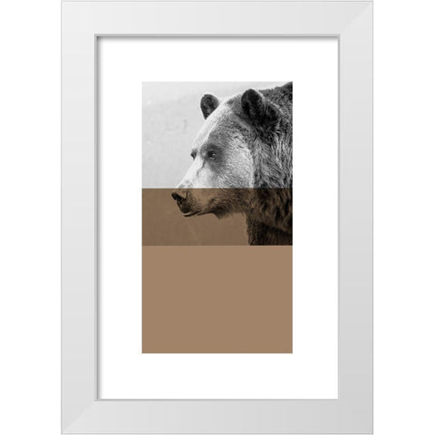 Geo Bear White Modern Wood Framed Art Print by Jasper, Sisa