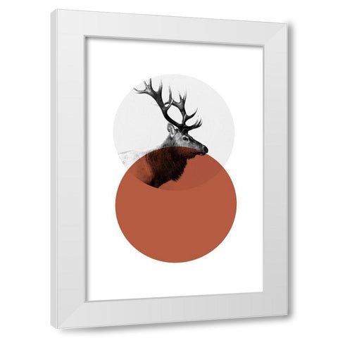Geo Elk White Modern Wood Framed Art Print by Jasper, Sisa