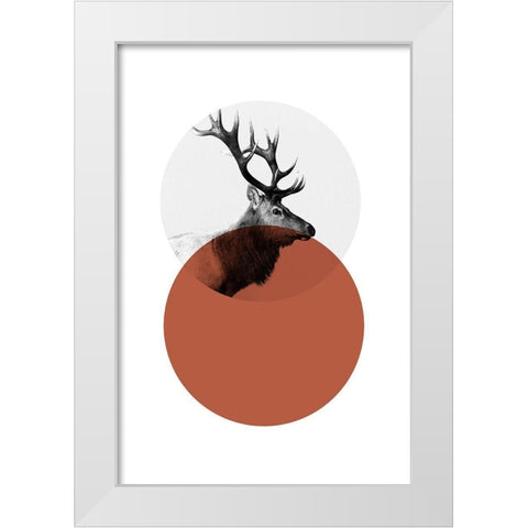 Geo Elk White Modern Wood Framed Art Print by Jasper, Sisa
