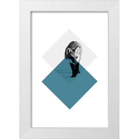 Geo Fox White Modern Wood Framed Art Print by Jasper, Sisa