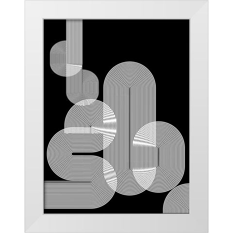 Graphic Black Shapes I White Modern Wood Framed Art Print by Jasper, Sisa
