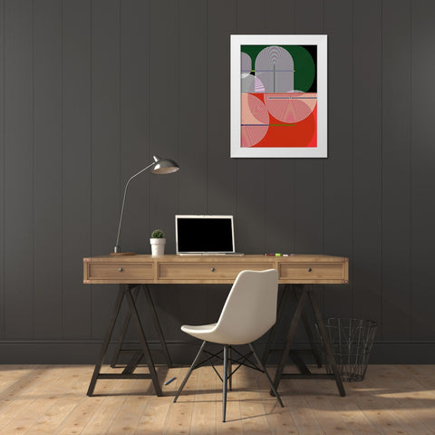 Graphic Colorful Shapes I White Modern Wood Framed Art Print by Jasper, Sisa