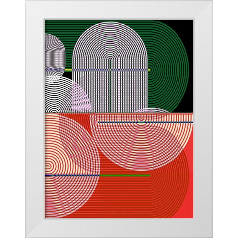 Graphic Colorful Shapes I White Modern Wood Framed Art Print by Jasper, Sisa