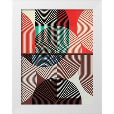 Graphic Colorful Shapes II White Modern Wood Framed Art Print by Jasper, Sisa