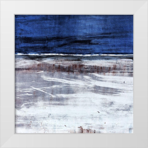 Blue Horizon White Modern Wood Framed Art Print by Jasper, Sisa