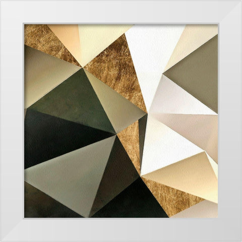 Gold Polygon Wall I White Modern Wood Framed Art Print by Saunders, Alonzo