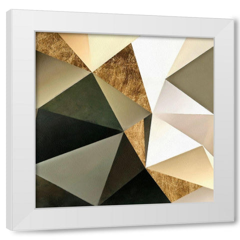 Gold Polygon Wall I White Modern Wood Framed Art Print by Saunders, Alonzo
