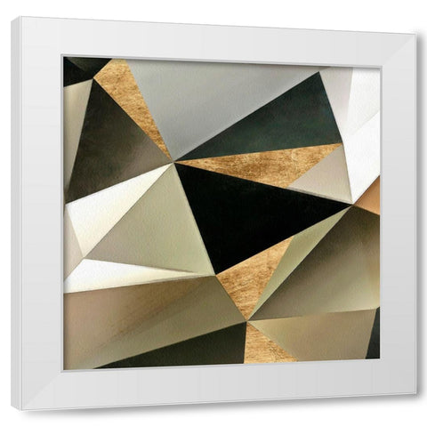 Gold Polygon Wall II White Modern Wood Framed Art Print by Saunders, Alonzo